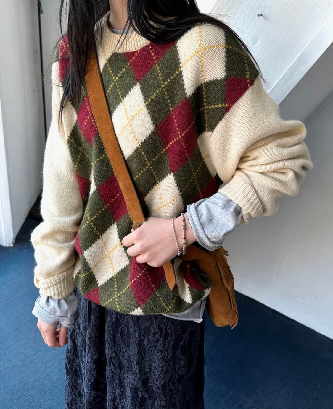 Dry wool argyle pattern knit P/O 상품이미지9