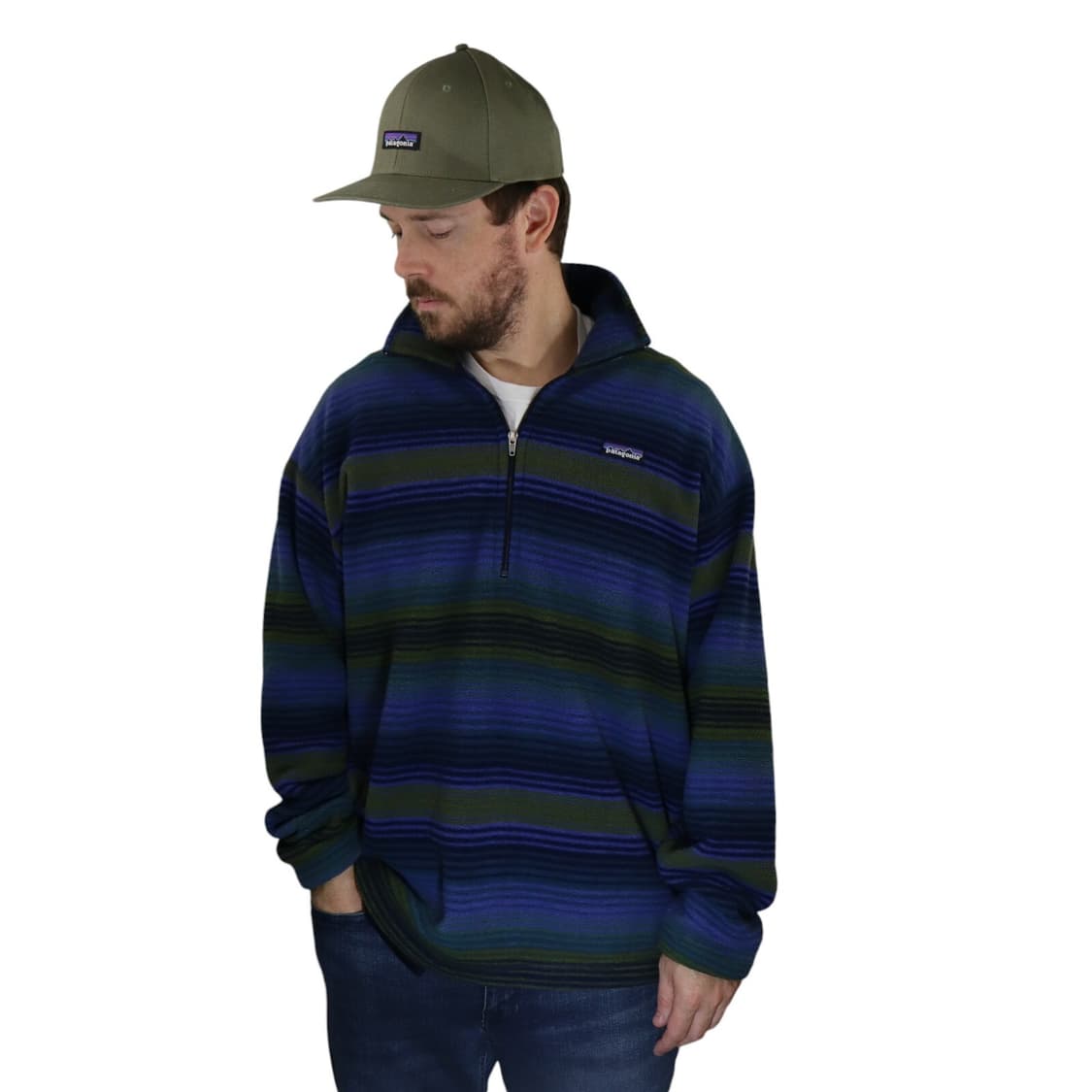  90s 파타고니아 신칠라 1/4 지퍼 풀오버 멀티/네이비 USA 상품이미지1