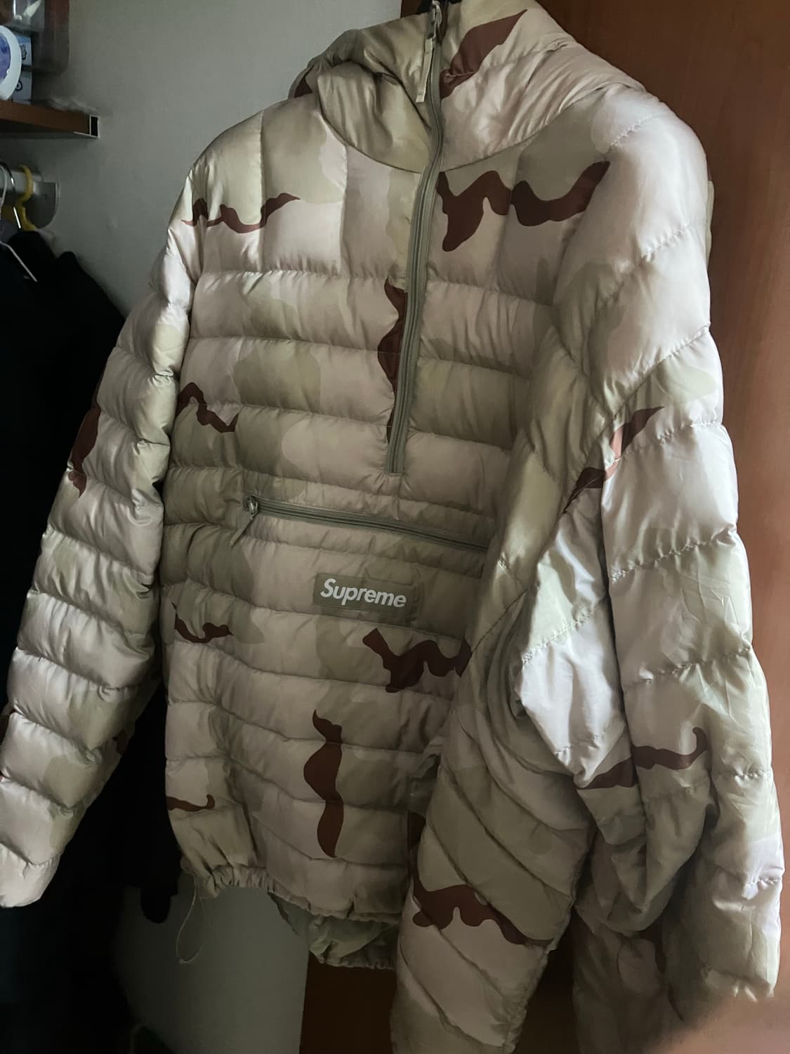 슈프림 마이크로 다운 하프 집 후드 풀 오버 데저트 카모 XL 상품이미지1