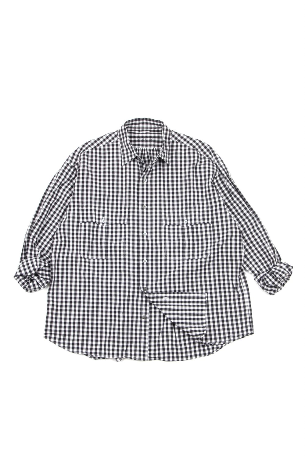 PORTER CLASSIC 롤업 깅엄 체크 셔츠 블랙 상품이미지2