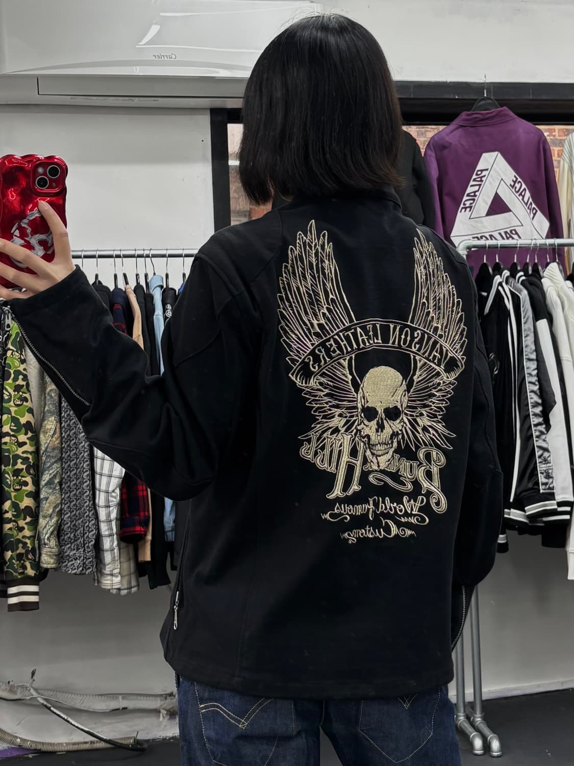 밴슨 레더 코튼 바이커 자켓 상품이미지5