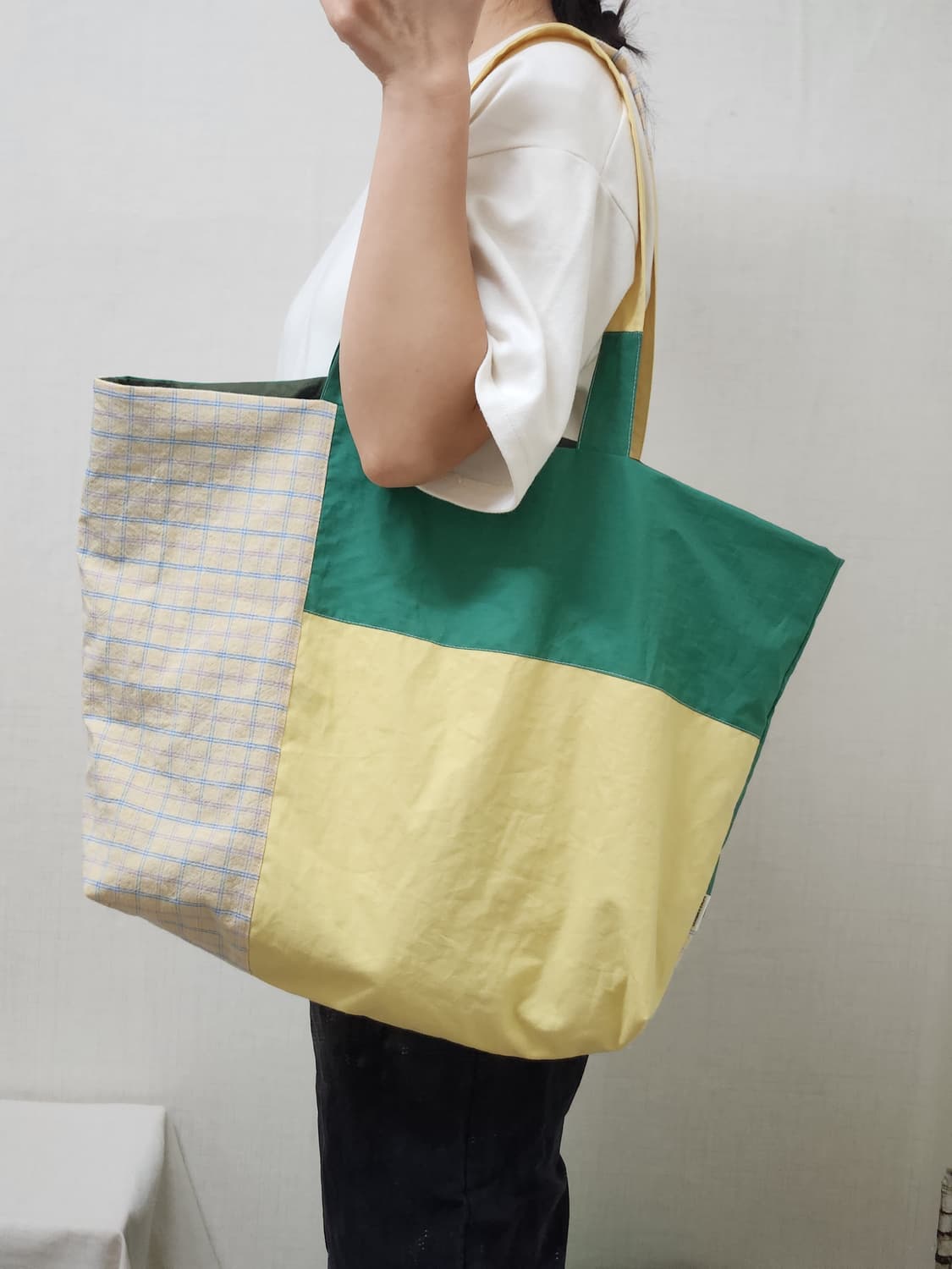 양면 배색 빅사이즈 보부상 숄더백 상품이미지4