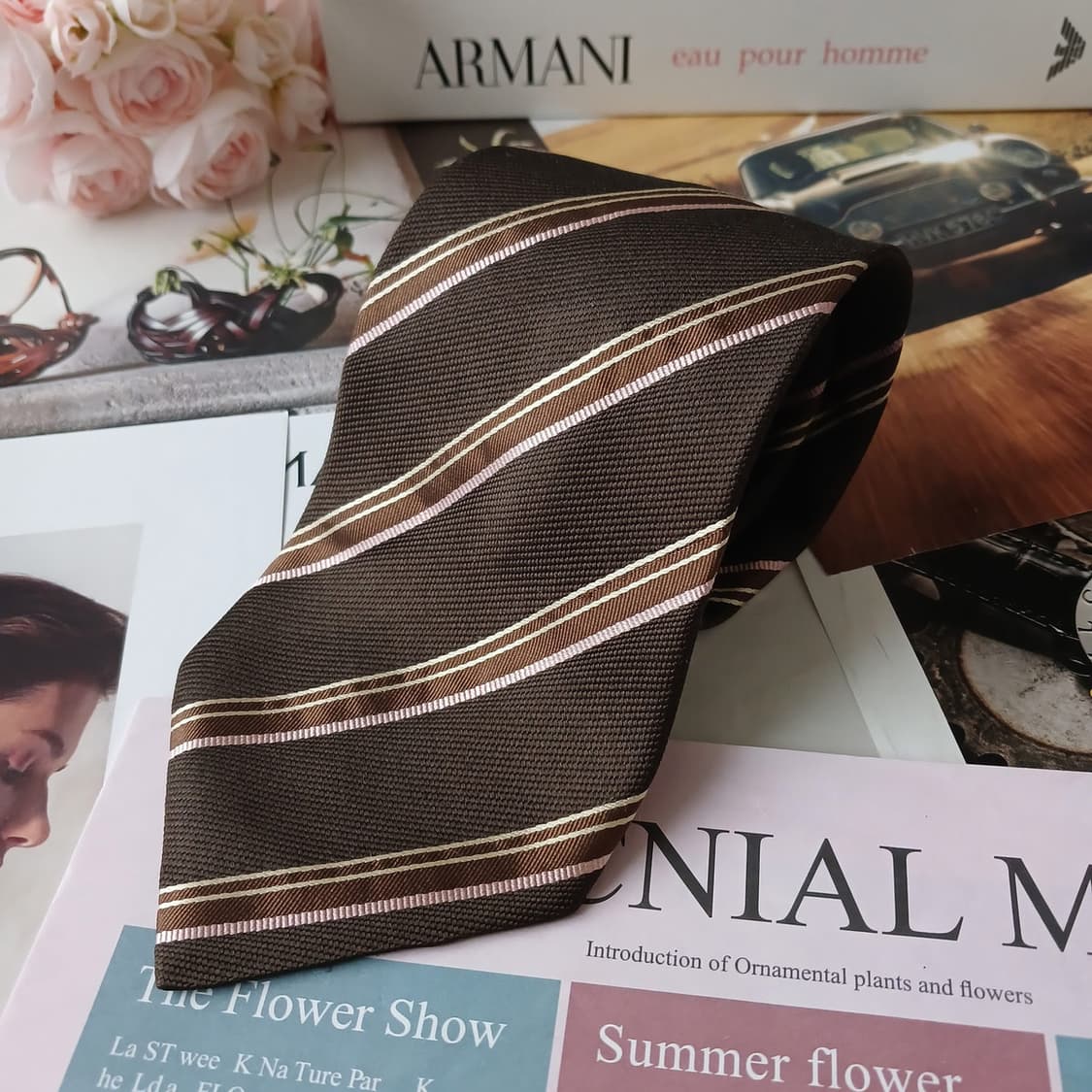 조르지오 아르마니 실크 스트라이프 넥타이 9.9cm A+등급 A19150 상품이미지2