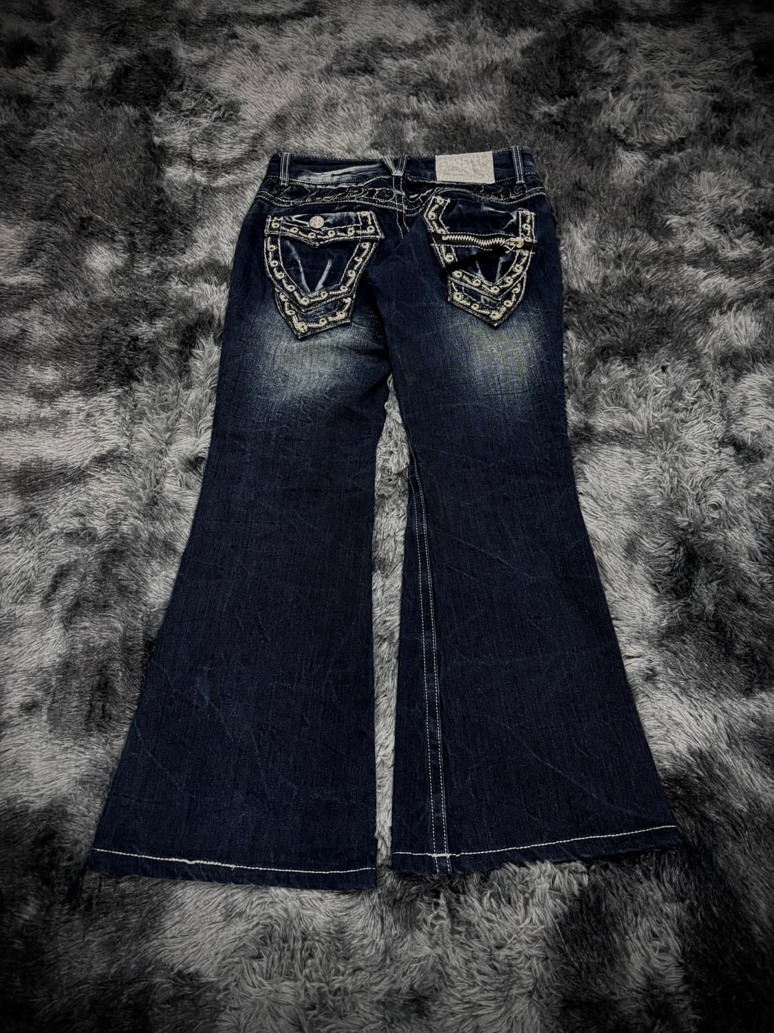 물결 워싱 뒷판 실버 글리터 부츠컷 팬츠 상품이미지2