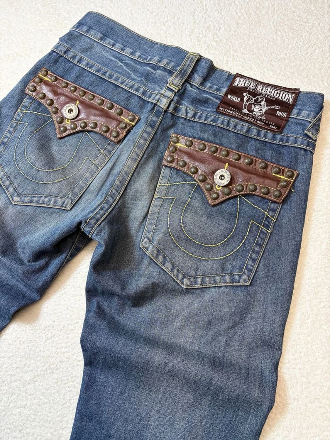 트루릴리젼 00's 백 포켓 스터드 레더 데님 팬츠 PN6067 상품이미지2