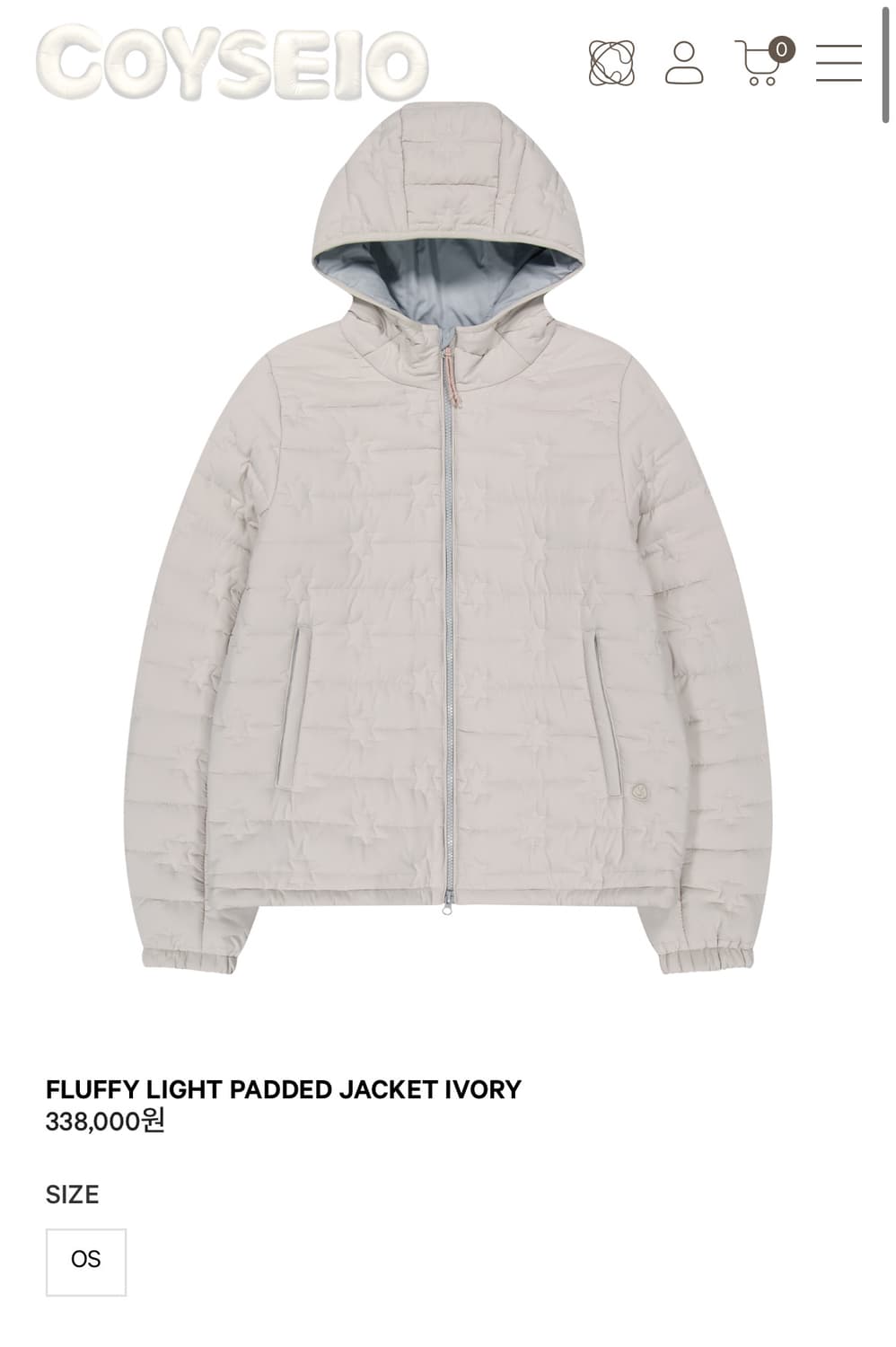 Coyseio FLUFFY LIGHT PADDED JACKET IVORY 상품이미지1
