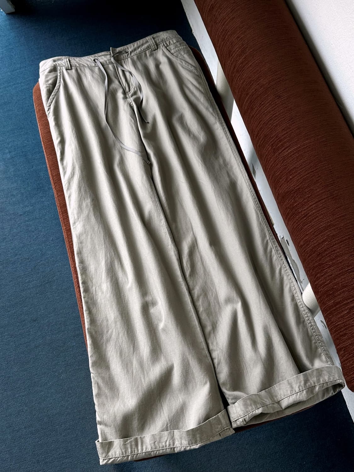 Cupro linen cotton blend straight pants 상품이미지5