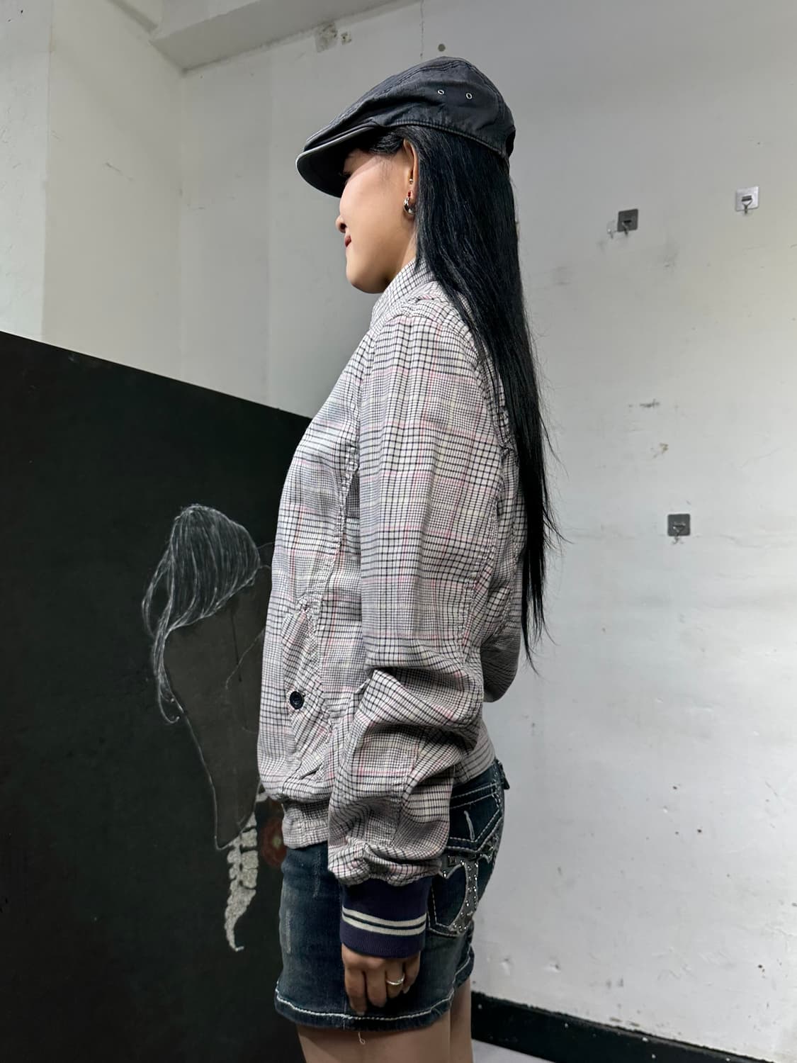 디젤 하이넥 투웨이 트단 체크 바스티 자켓 상품이미지5