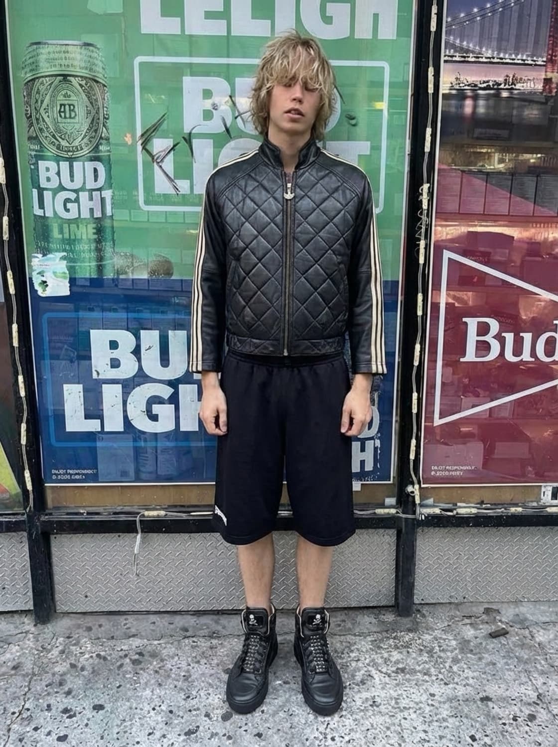 빈티지 Y2K 아디다스 삼선 양가죽 크롭 봄버자켓 상품이미지1