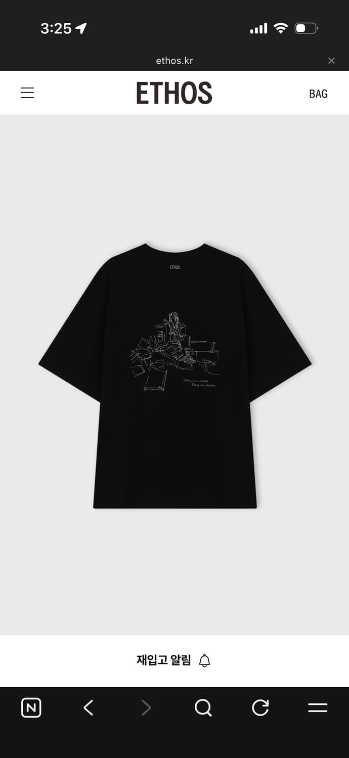 에토스 오버핏 워크 티셔츠 블랙 상품이미지3