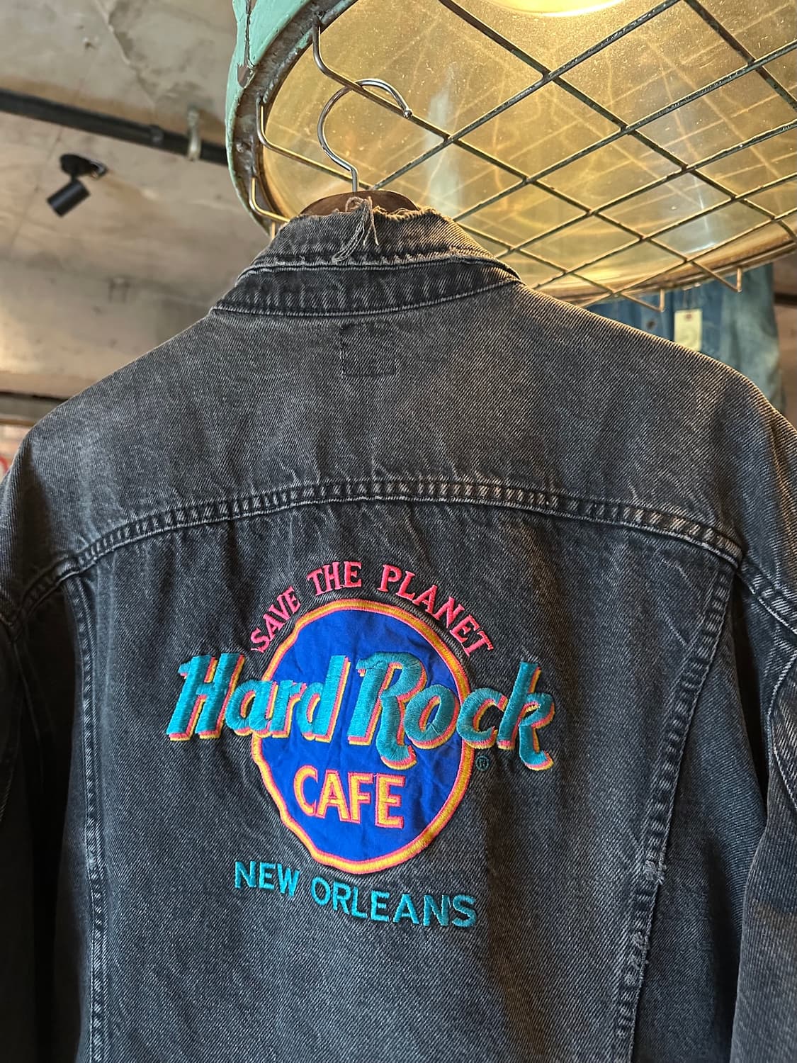 90s USA 빈티지 LEE 리 블랙 데님 트러커 자켓 하드락 카페 상품이미지7