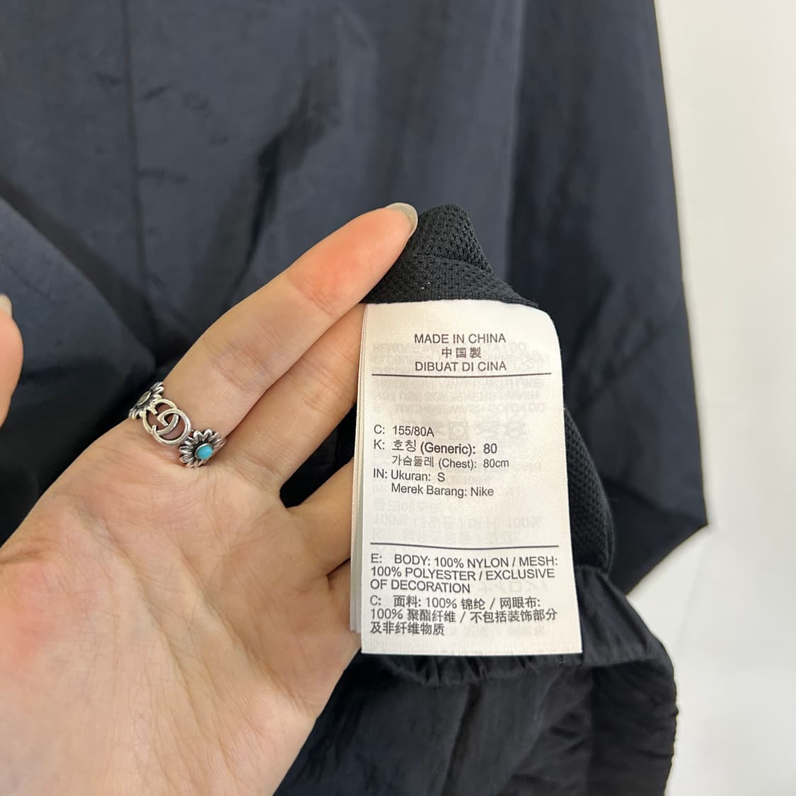 나이키 빅스우스 나일론 바람막이 S 여성 상태최상 블랙  상품이미지4