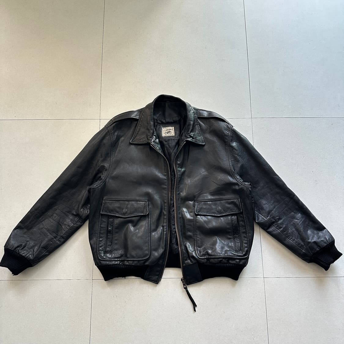 프랑스생산 A-2 GEAR 빈티지 가죽 항공점퍼 XL (riri지퍼)  상품이미지1