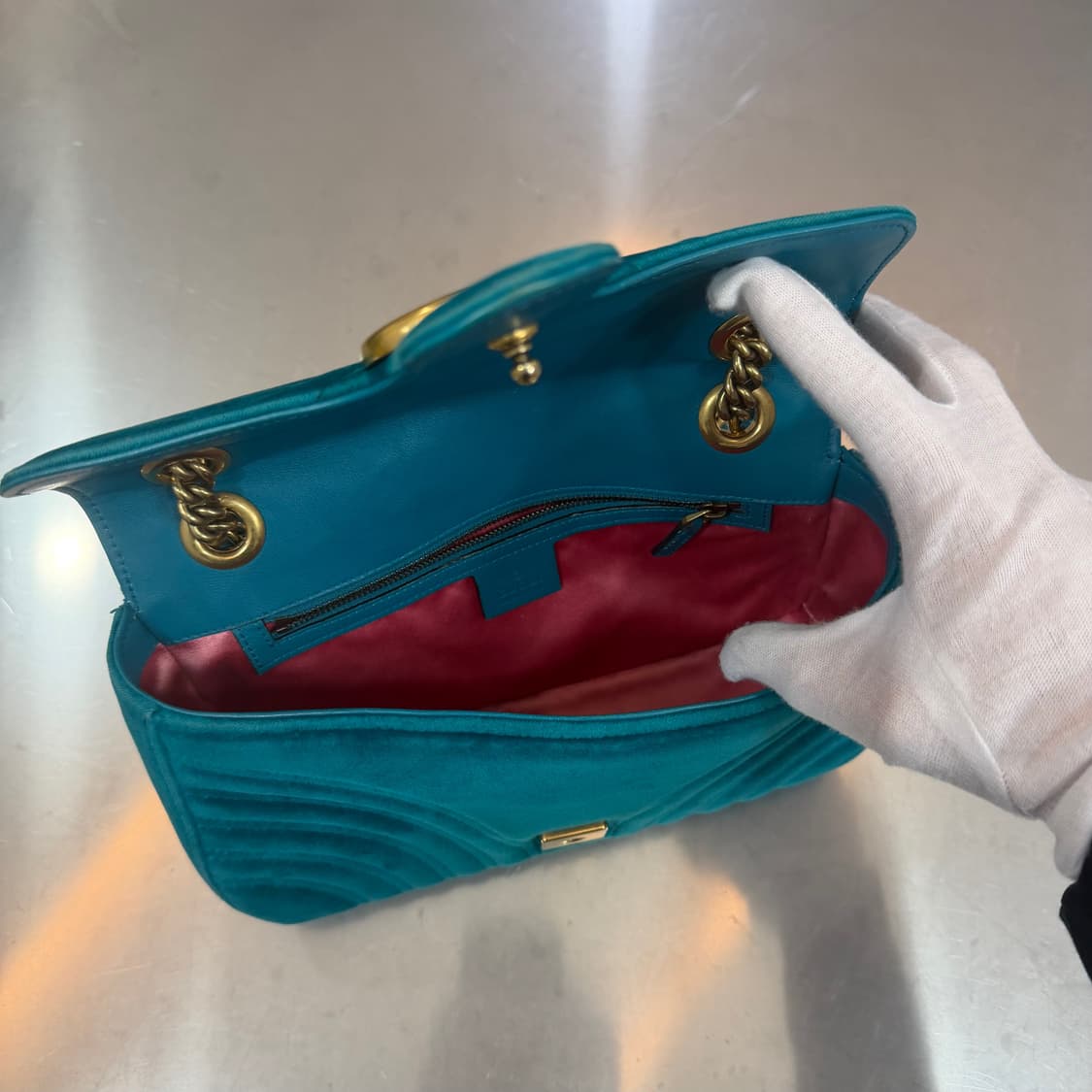 [리오브전포점] 구찌 GG마몽 벨벳 체인 숄더 겸 크로스백 상품이미지4