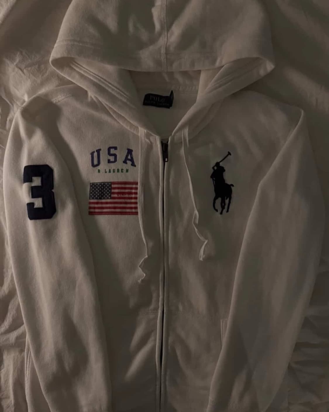 폴로 빅포니 성조기 후드집업 화이트 상품이미지2