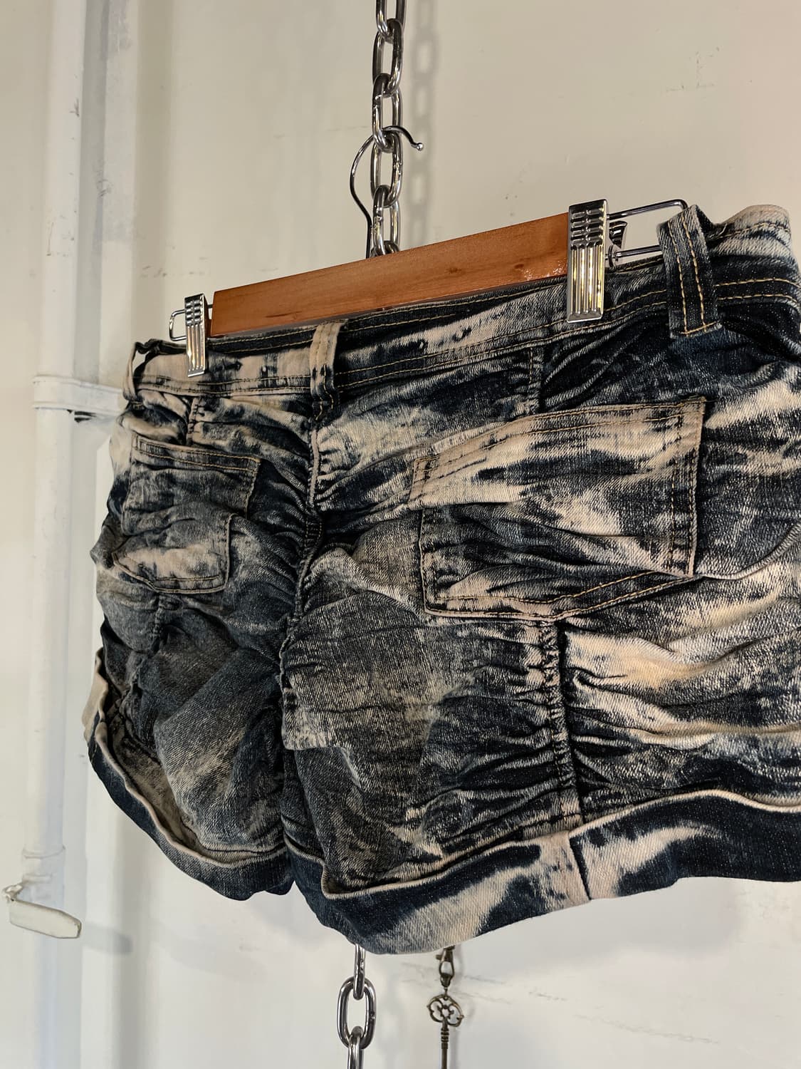 셔링 디테일 워싱 데님 숏팬츠 갸루 y2k 상품이미지5