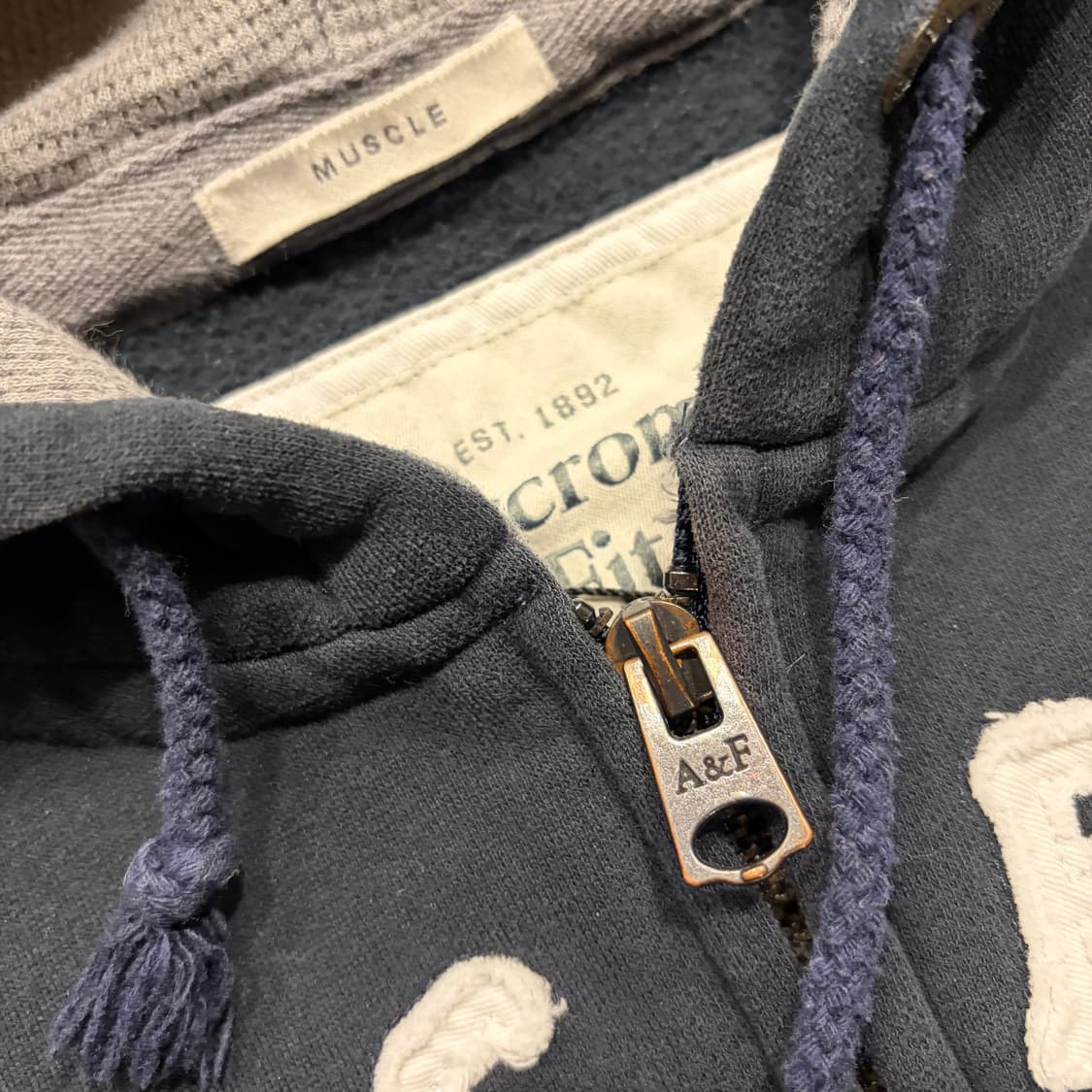 [XL] 아베크롬비 아치로고 블랙 후드 집업 C663 상품이미지4