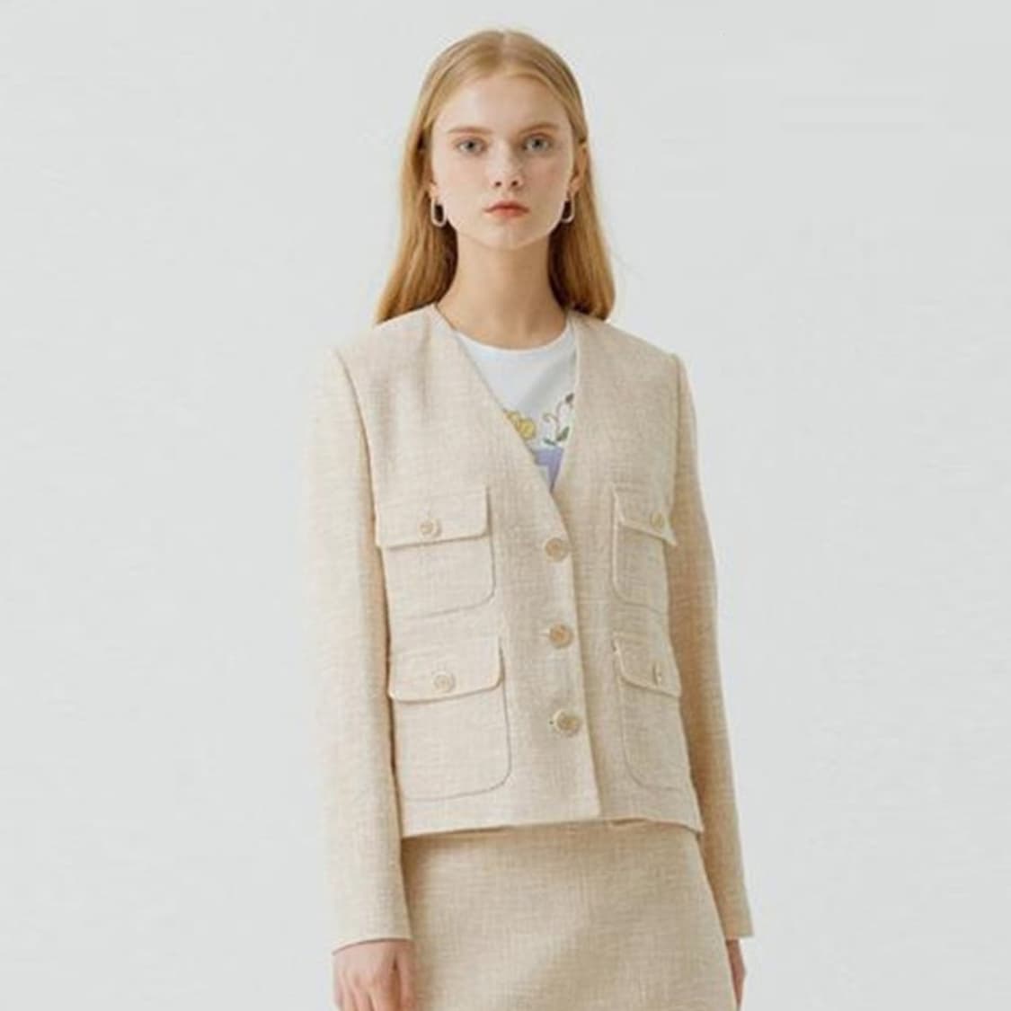 질스튜어트(JILLSTUART) 스트레치 면혼방 트위드자켓 55-66 상품이미지2