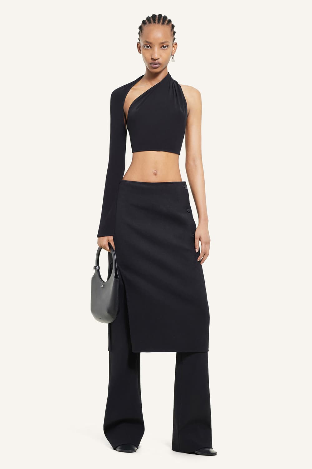 꾸레쥬 오블리크 테일러드 울 미디스커트 상품이미지1