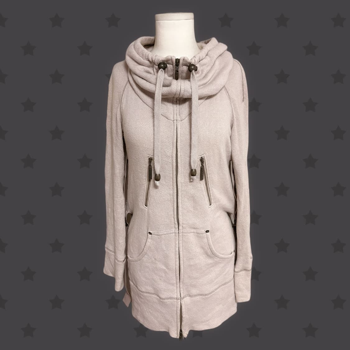 오네갸루 핀터깔 넥카라 포인트 버클 디테일 투웨이 미니 집업 원피스 상품이미지1