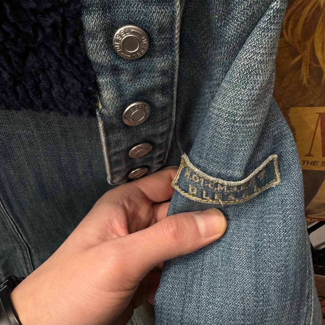 00s 디젤 보아 퍼카라 쉐르파 데님 자켓 전면 투포켓 포인트 연청 상품이미지5