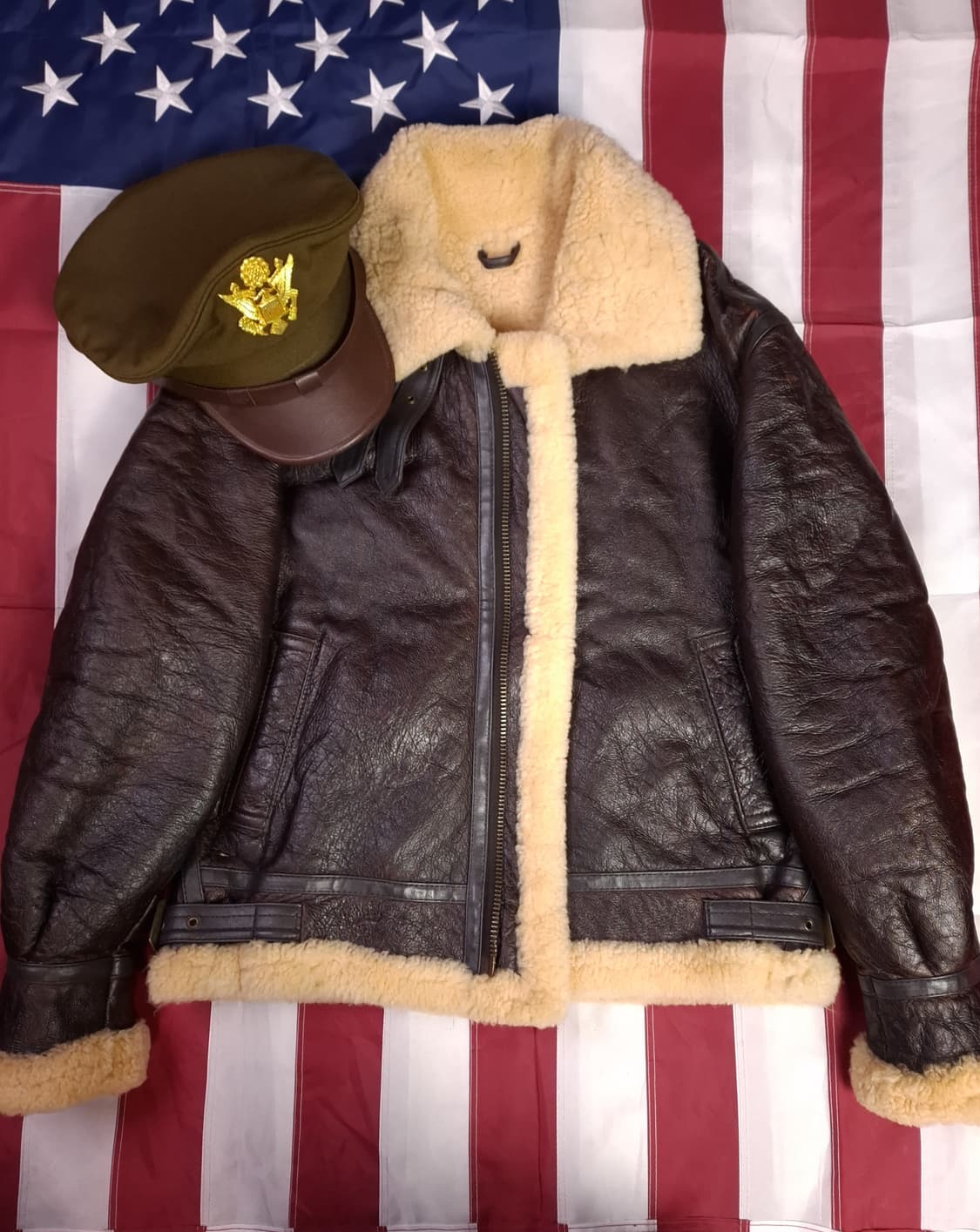 새제품 미공군 B-3 TYPE 리얼레더 항공 폭격기 무스탕 상품이미지3