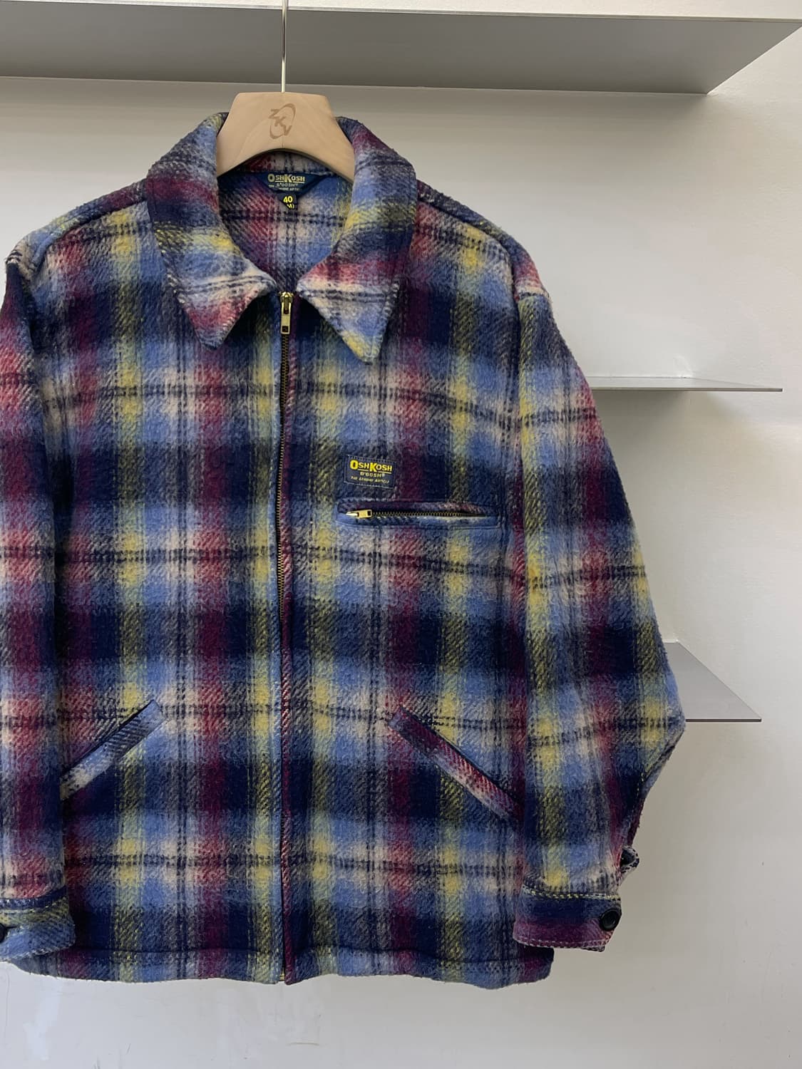 오시코시 타탄 체크 울 자켓 상품이미지3