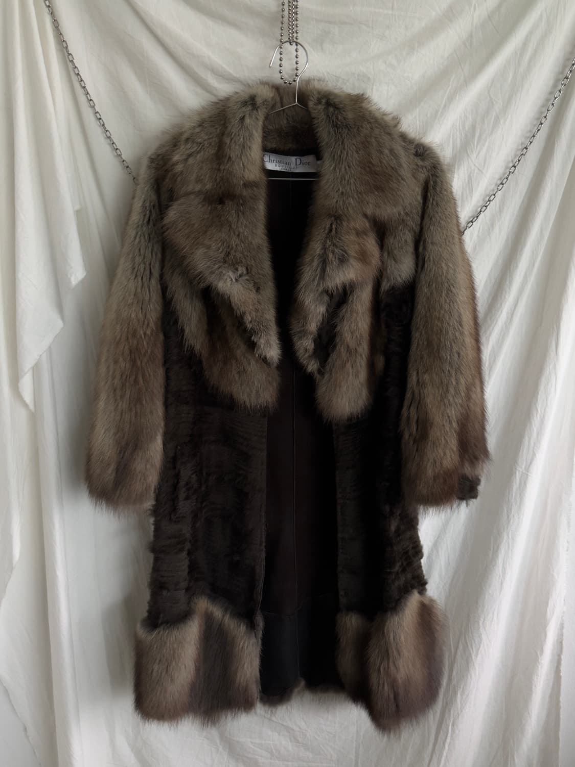 rare* 디올 존갈리아노 아트피스 패치워크 피셔 퍼 오버코트 상품이미지6