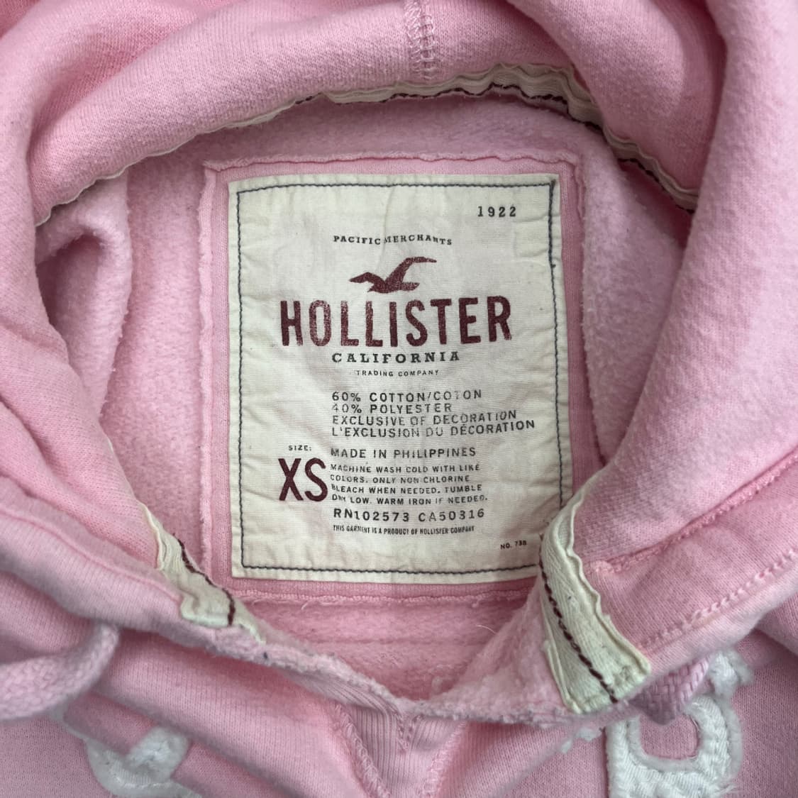 홀리스터 센터로고 딸기우유맛 후드 XS 상품이미지5