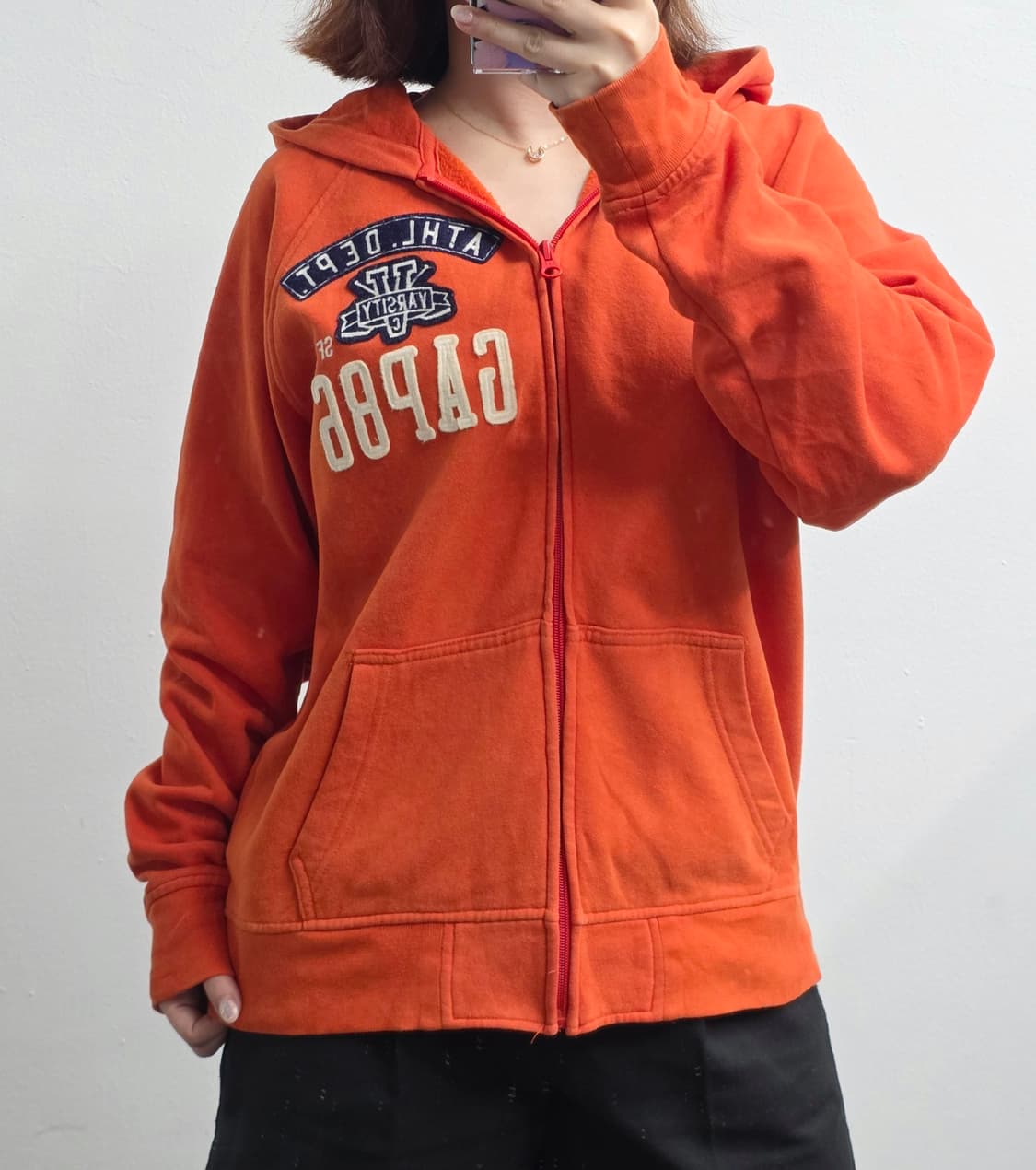 [프립]160(14-15)/갭 후드 집업 오렌지 상품이미지3