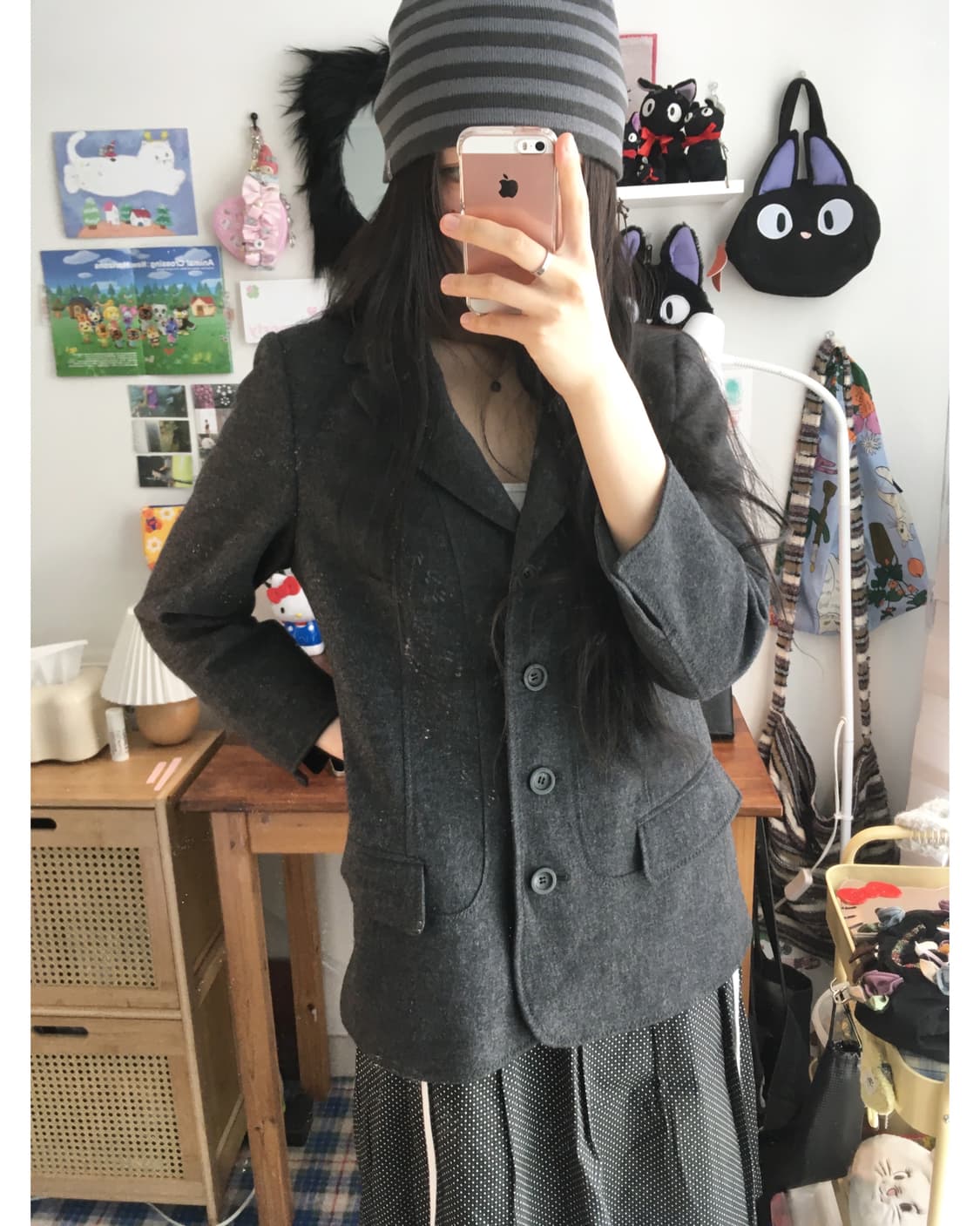 vintage wool blazer jacket charcoal 상품이미지3