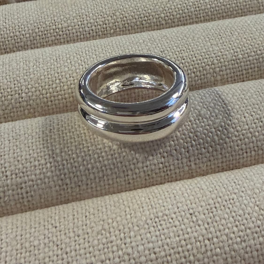 새상품 여성 신주 은도금 두줄링 반지 상품이미지1