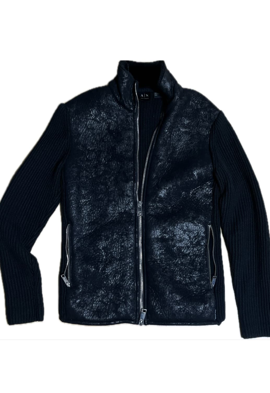 아르마니 익스체인지 15fw 레더 니트집업 상품이미지2