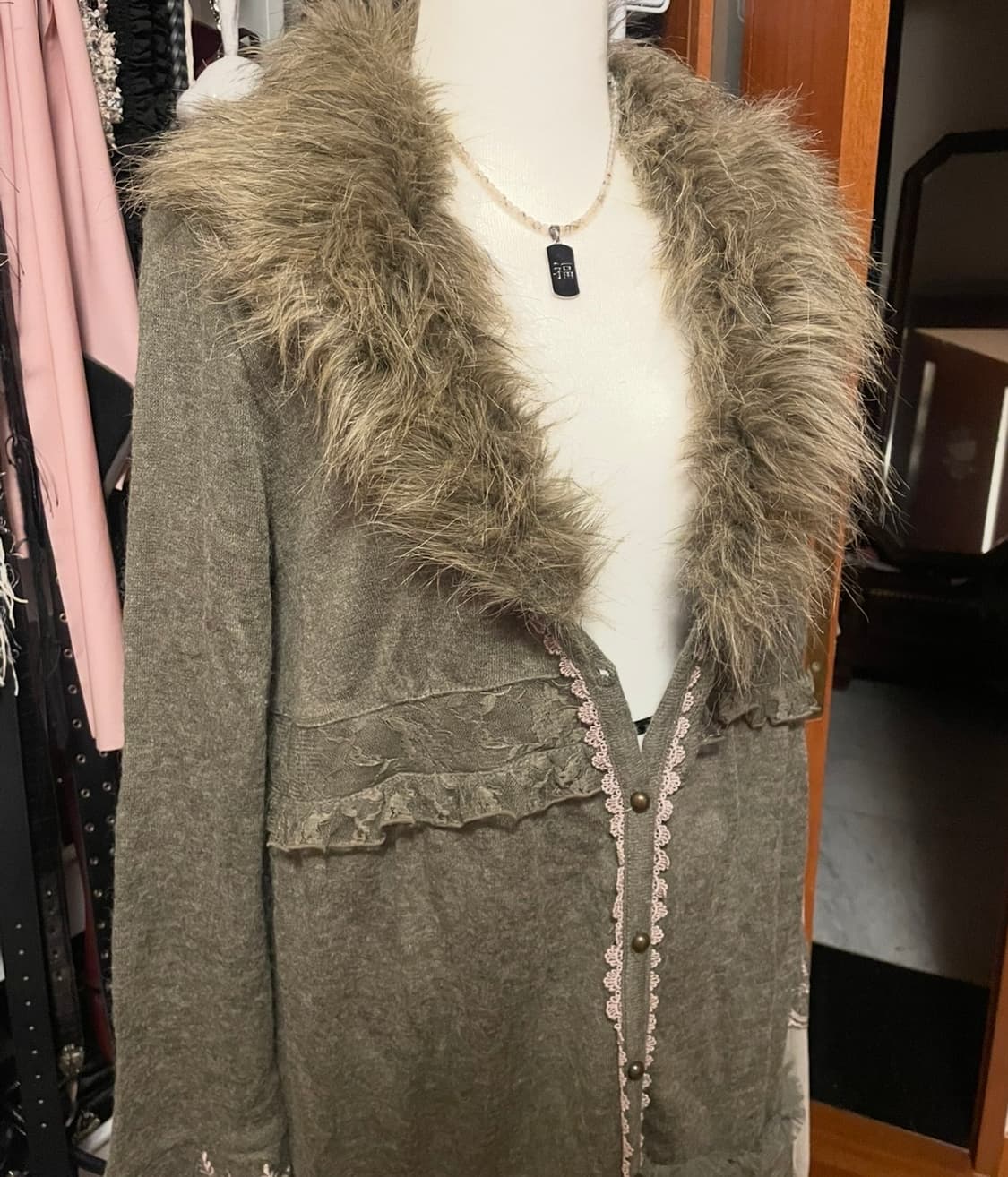 Axes femme 퍼 롱 가디건 상품이미지5