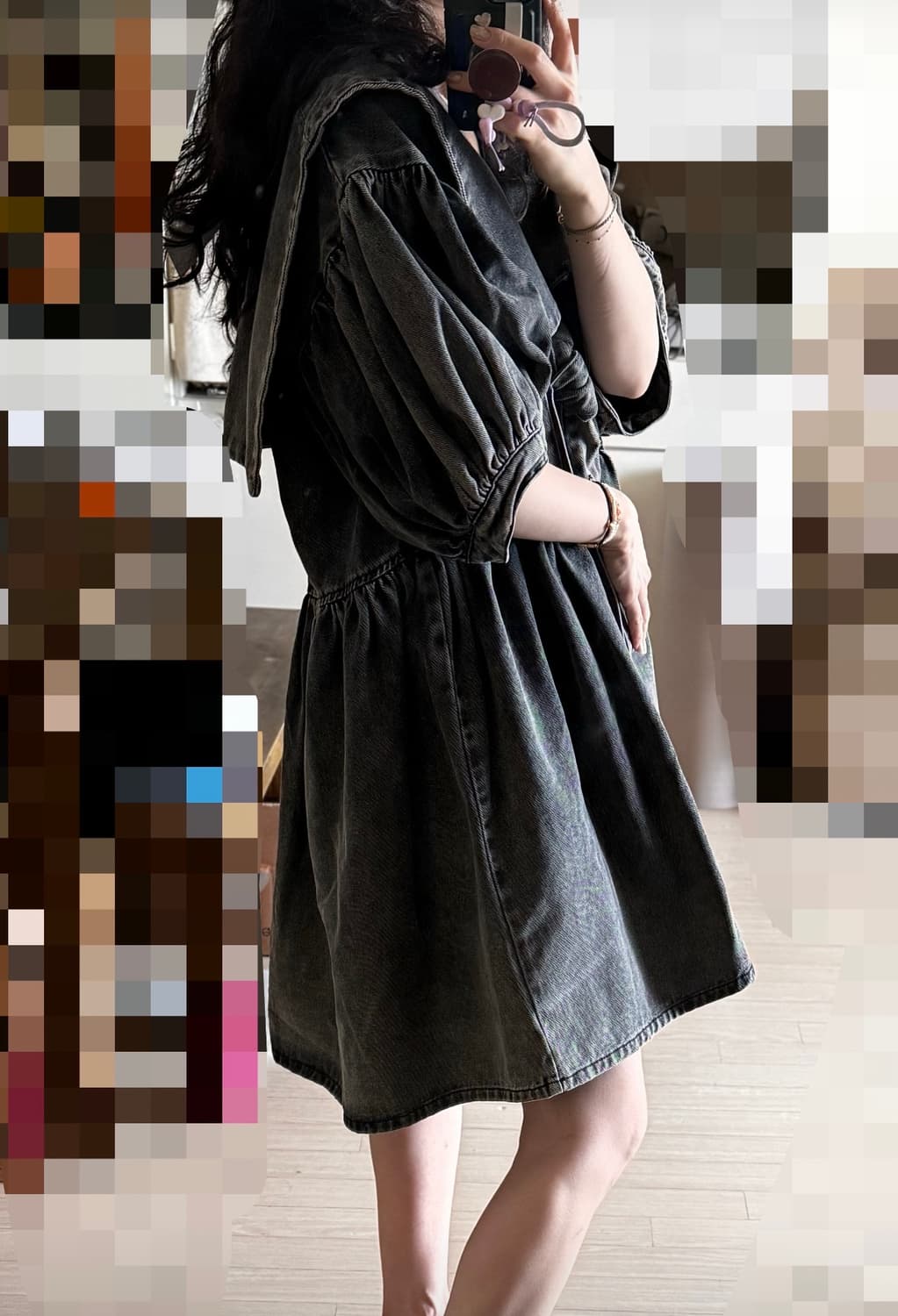 44 ~ 55반 텍ㅇ 새상품 정가140만 바퀘라 데님 리본 원피스 아크네 상품이미지6