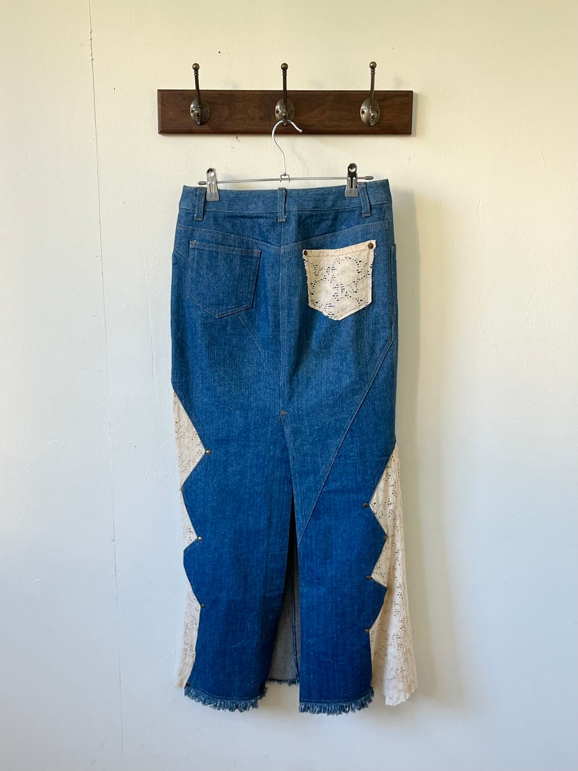 Pink Papillon 데님 프릴 롱 스커트 상품이미지3