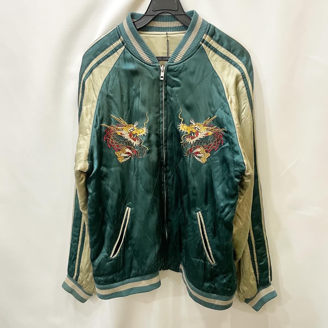 일본 용 자수 그린 스카잔 자켓 상품이미지2