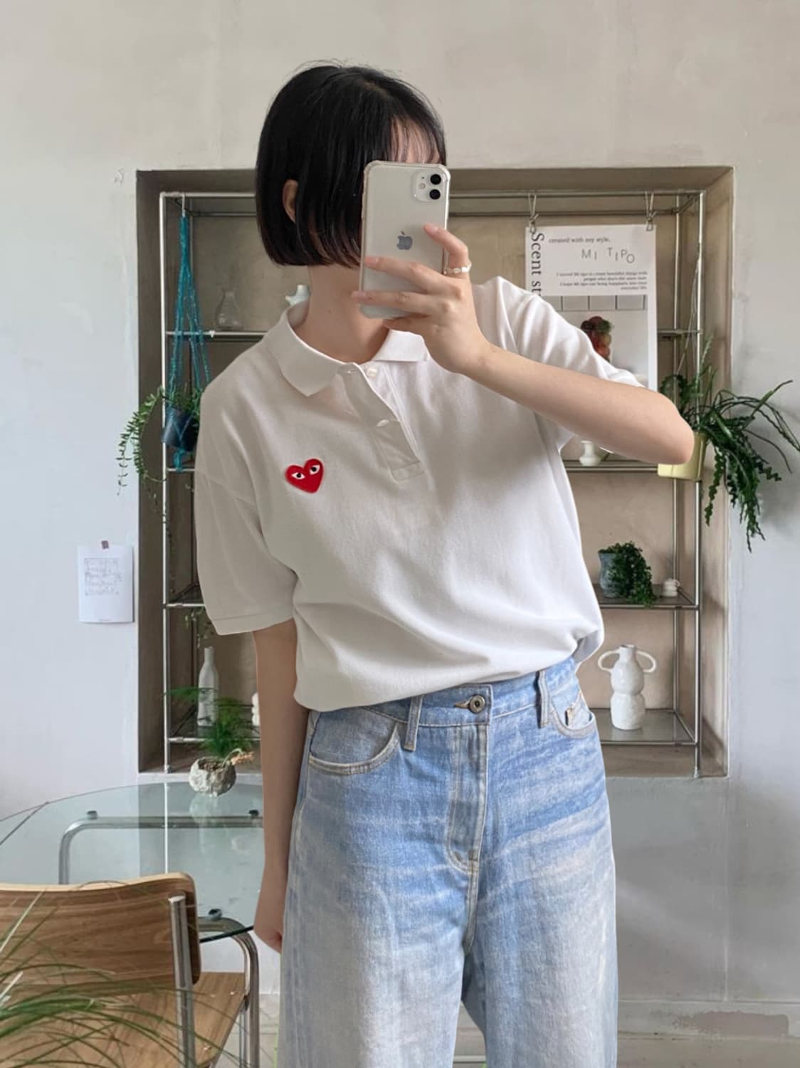 꼼데가르송 카라 1/2 티셔츠 (Woman XL) 상품이미지2