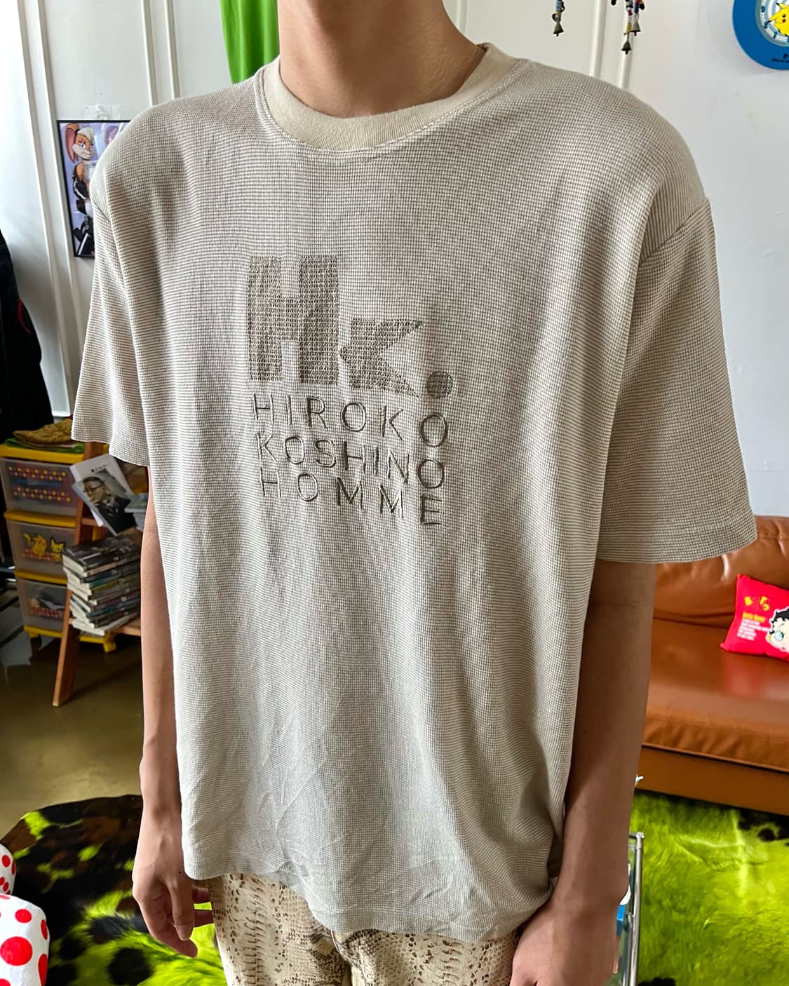 90s HIROKO KOSHINO Waffle 1/2 T-Shirt 상품이미지2