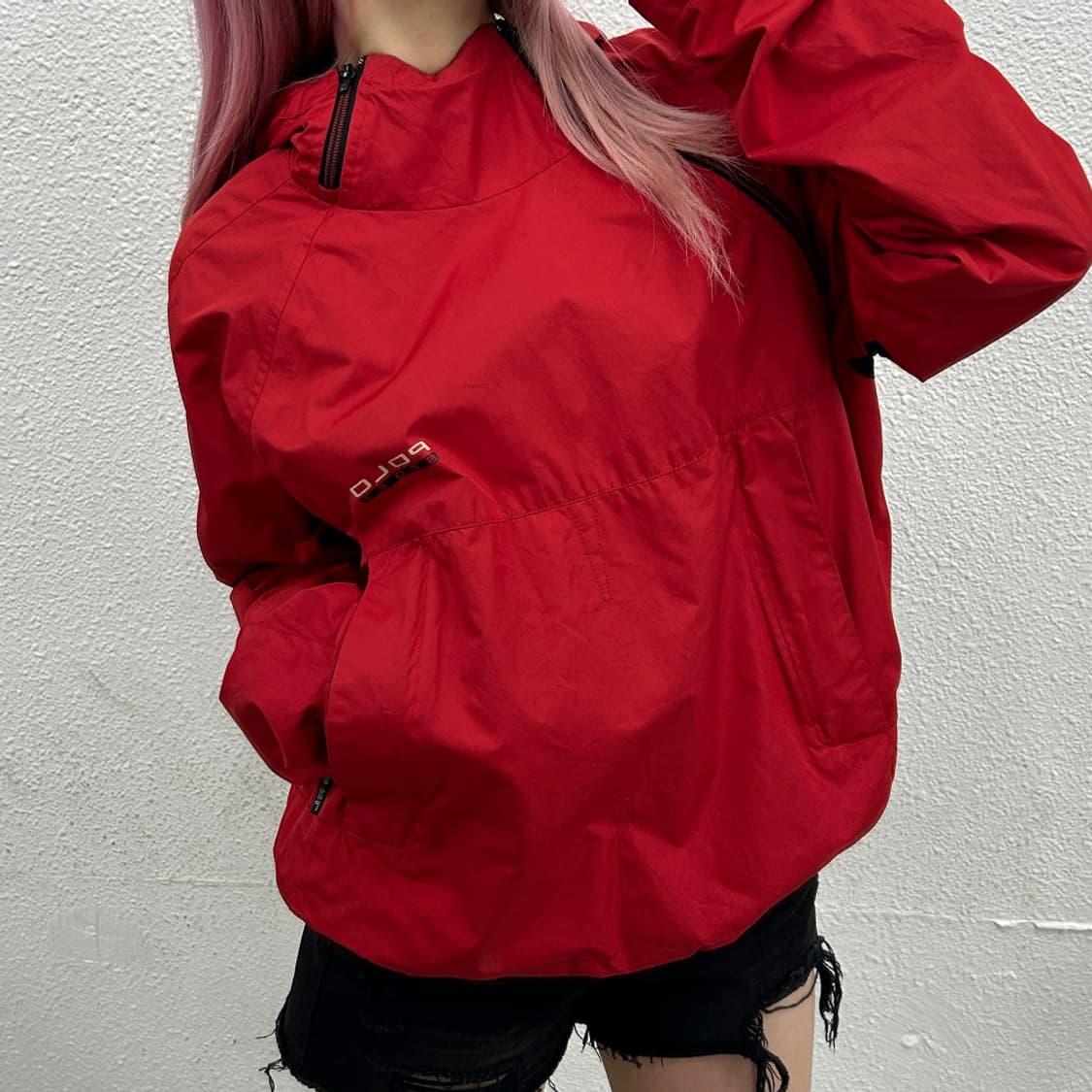 폴로 랄프로렌 레드 후드 바람막이 M 상품이미지7