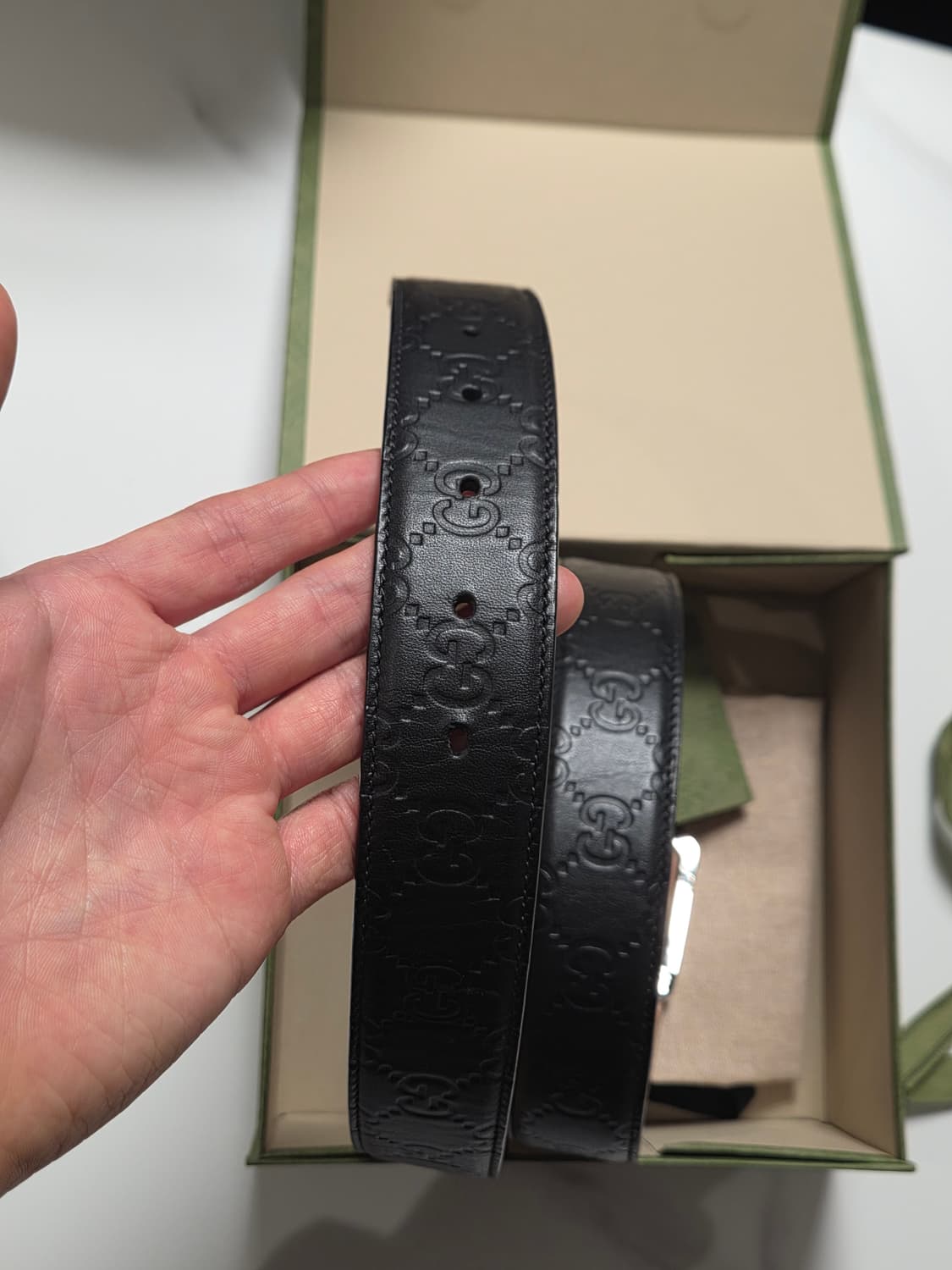 [정품] 구찌 시그니처 벨트 블랙 상품이미지4