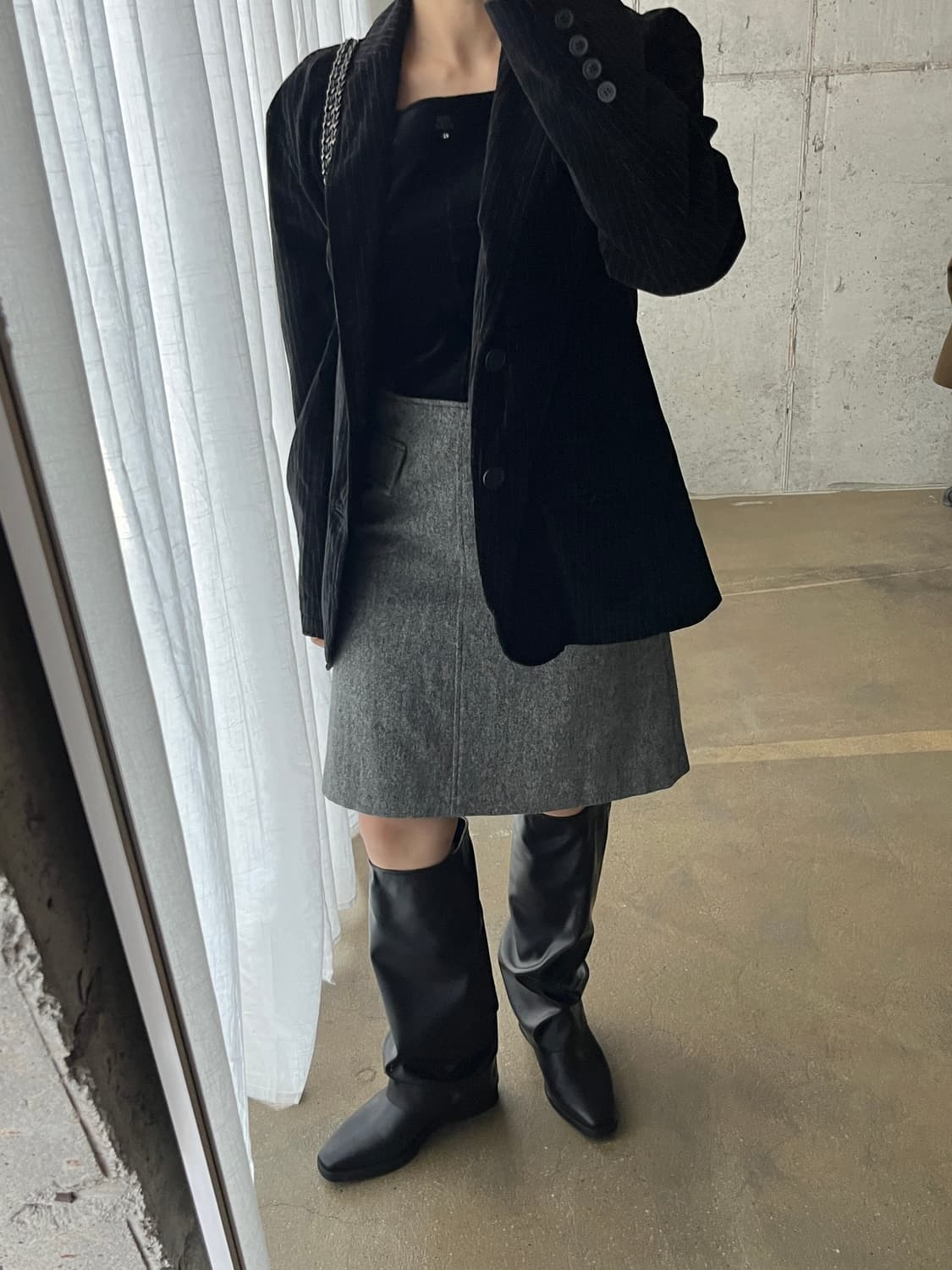 00s Courreges 꾸레쥬 로고 벨벳 원피스 상품이미지3