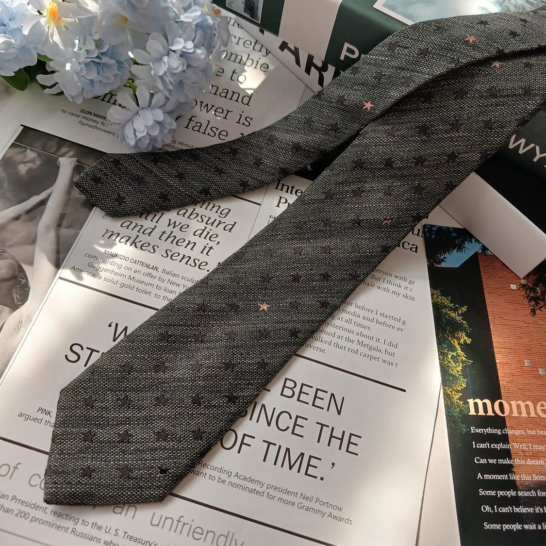 커스텀멜로우 혼방 그레이 도트 패턴 넥타이 7.1cm B등급 E854
 상품이미지2