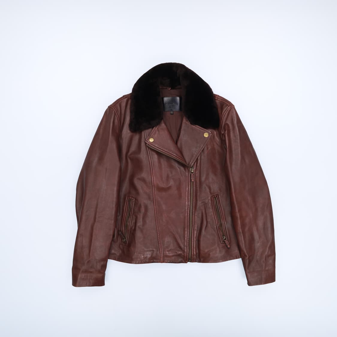 XL 마시모두띠 퍼 양가죽 라이더 자켓 브라운 4218 상품이미지2