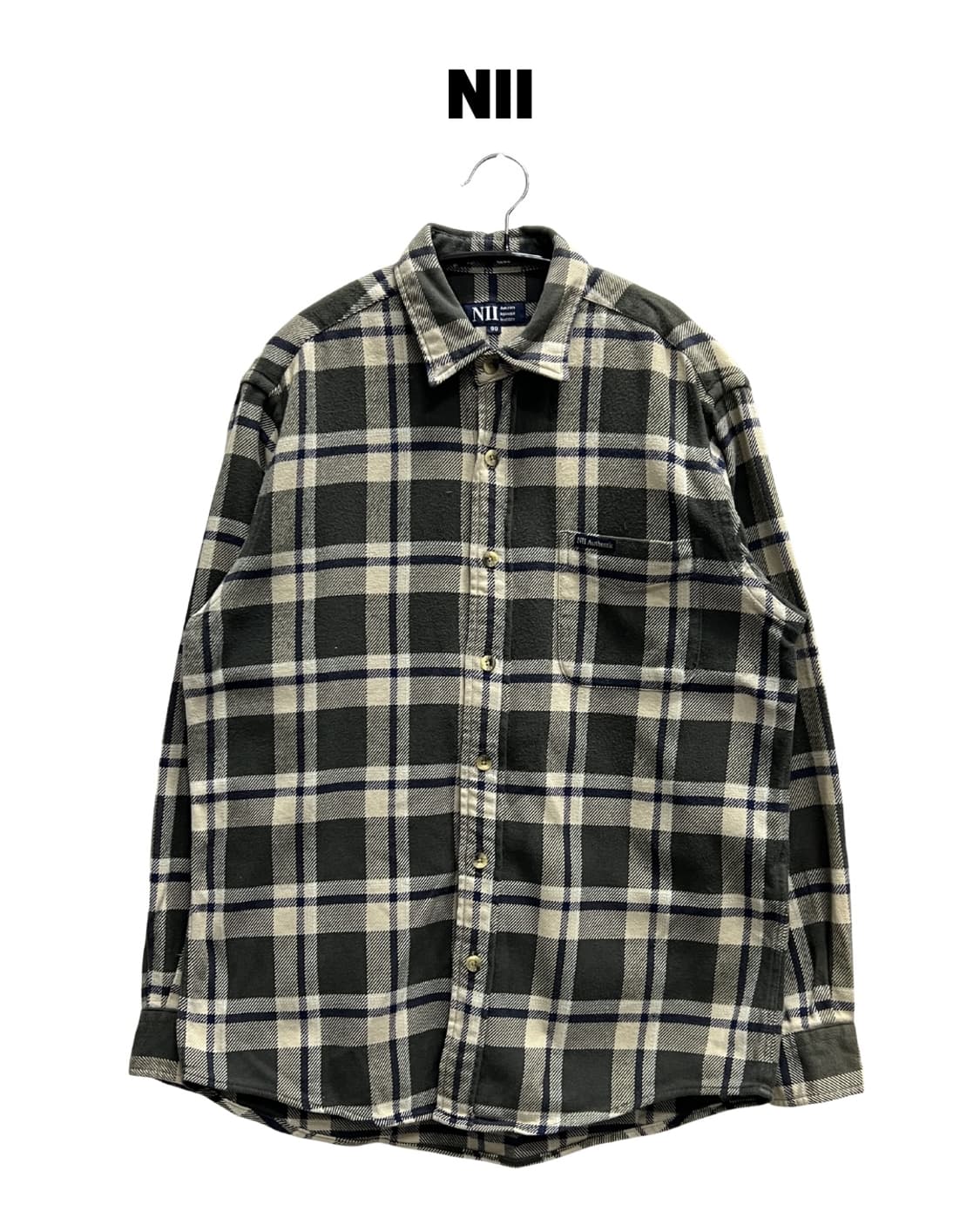 NII 체크 셔츠 카키 상품이미지1