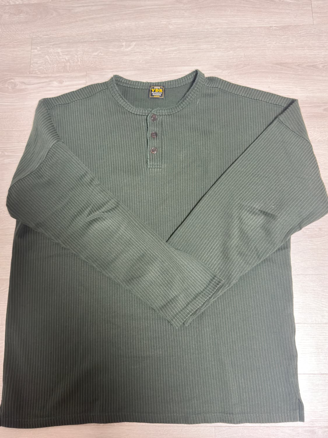 VDR 골지 헨리넥 긴팔 티셔츠 L (아이보리, 카키) 상품이미지1