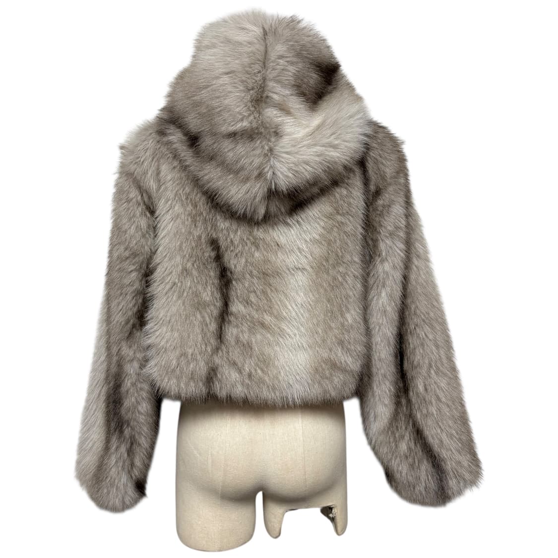 3754 그레이 크롭 후드 퍼자켓 새상품 상품이미지3