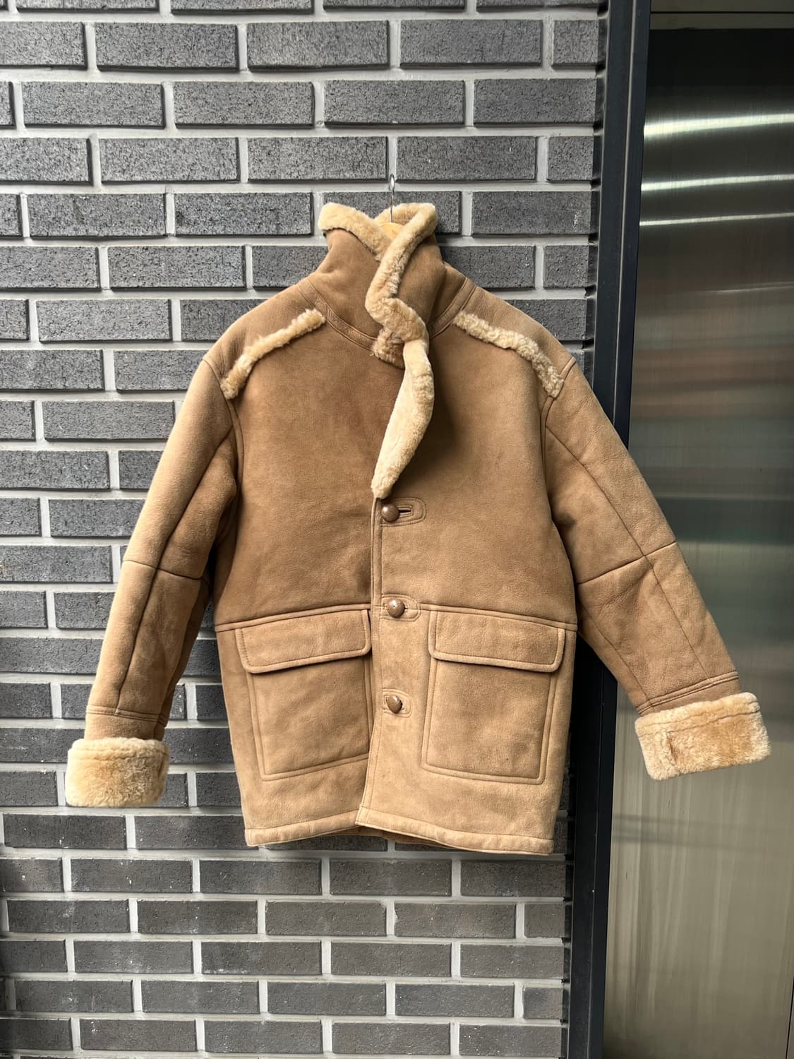 90s 램스킨 양가죽 스웨이드 시어링 자켓 상품이미지1