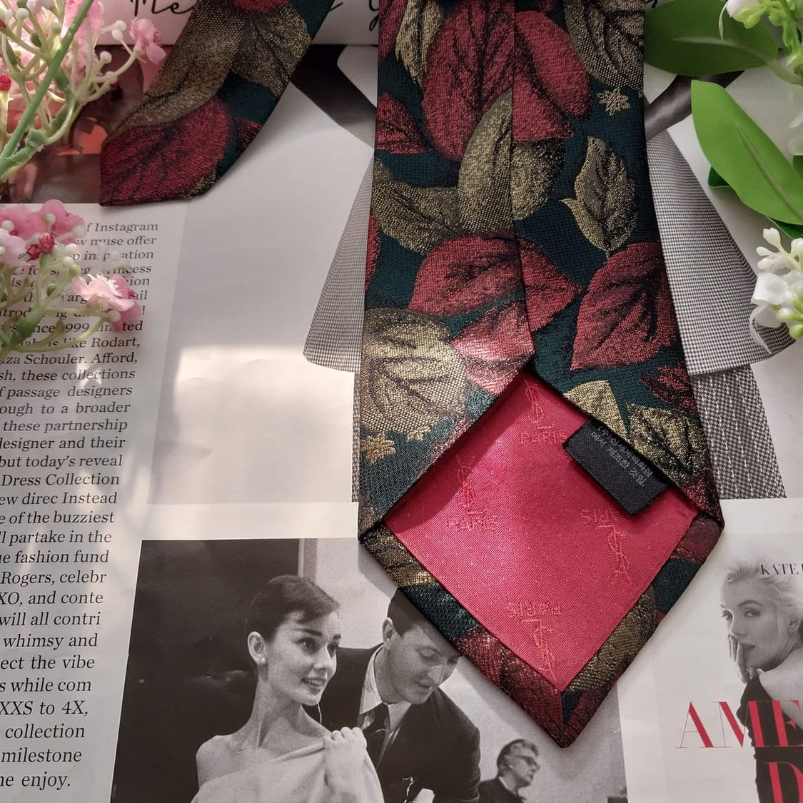 입생로랑 실크 그린 자카드 패턴 넥타이 8.9cm A+등급 K1872
 상품이미지7