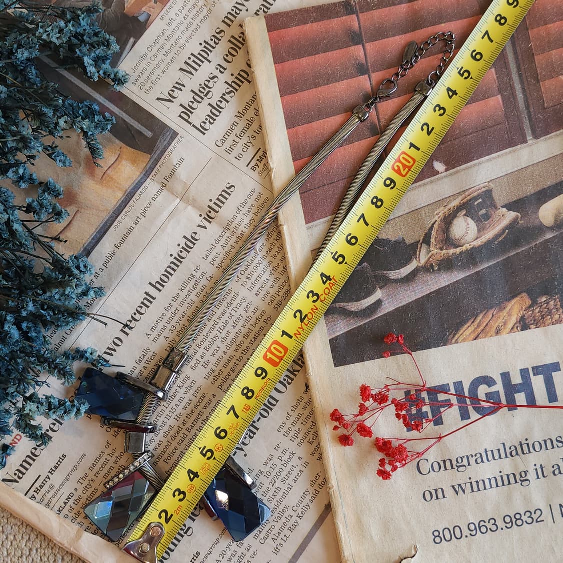 90s 프랑스 빈티지 쥬얼리 미드나잇 오션 딥 블루 크리스탈 엔틱 목걸이 상품이미지8